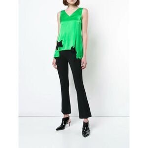 Helmut Lang Deconstruct Lace Top Green Silk Size M